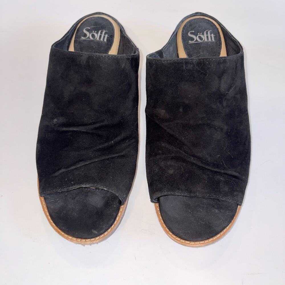 Sofft Sandals - Womens 9 M Netta Casual Slip On Mule Slide SF0048221 Black Suede